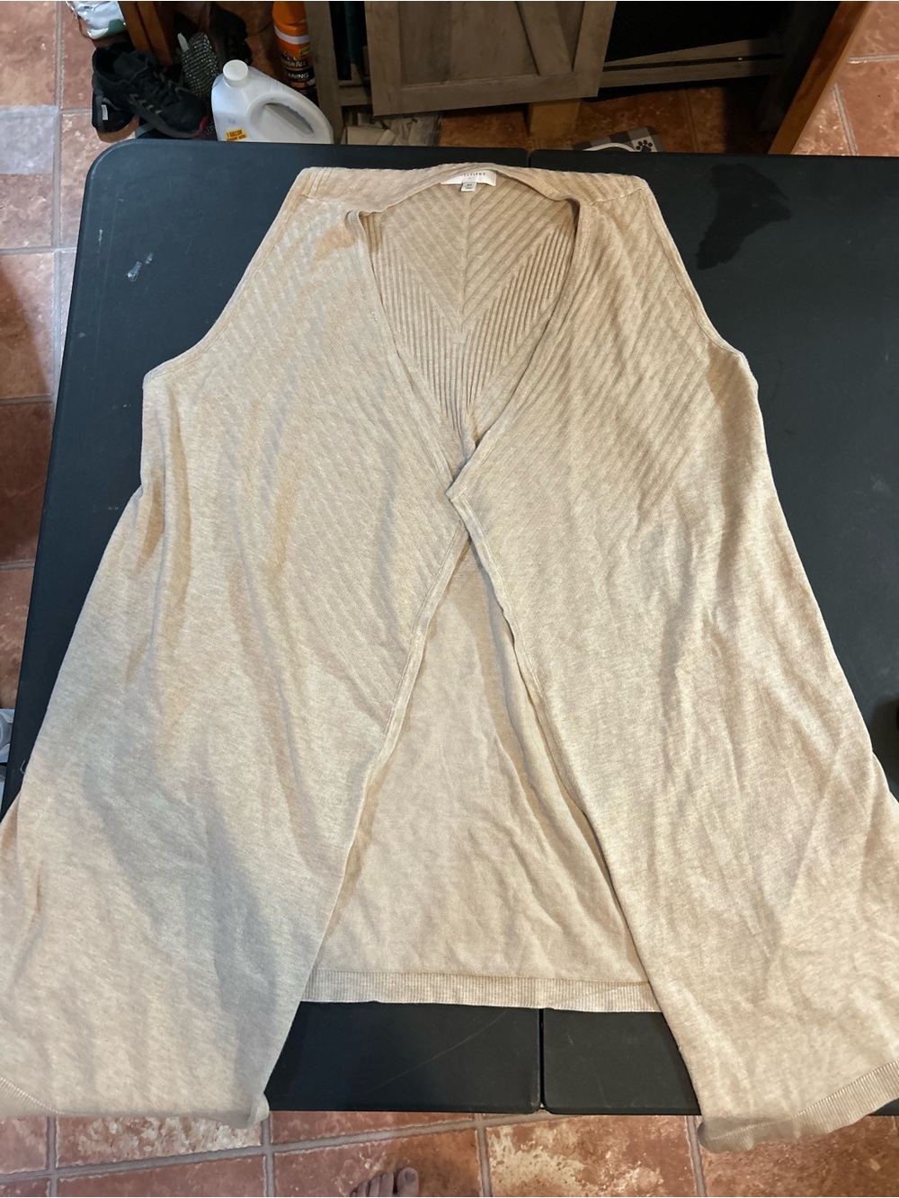new directions Beige Open-Front Men's Cardigan Vest